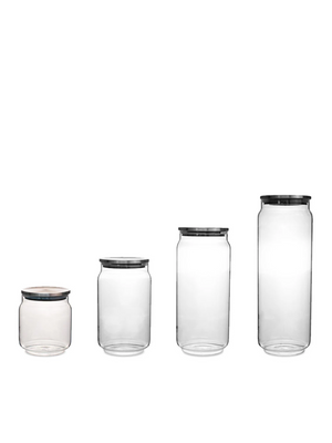 Beveled Glass Canisters with Stainless Steel Lids