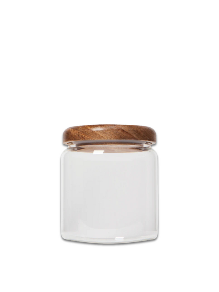 Rounded Acacia Lid Glass Canisters