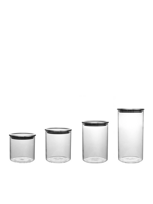 Straight Glass Canisters with Stainless Steel Lids