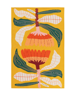 Giant Flowers on Yellow Dish Towel